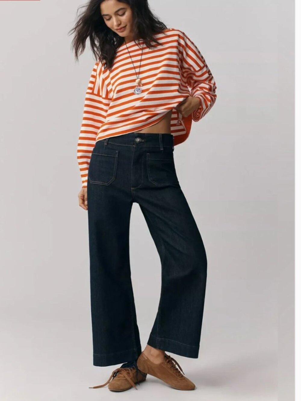 Anthropologie Maeve The Colette Crop Wide Leg Patch Pocket Jeans 28